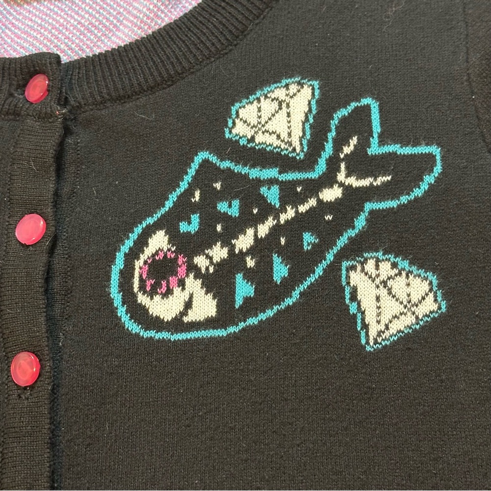 Too Fast Brand Skeleton Cat Cardigan Goth Punk Black Large - Picture 3 of 11